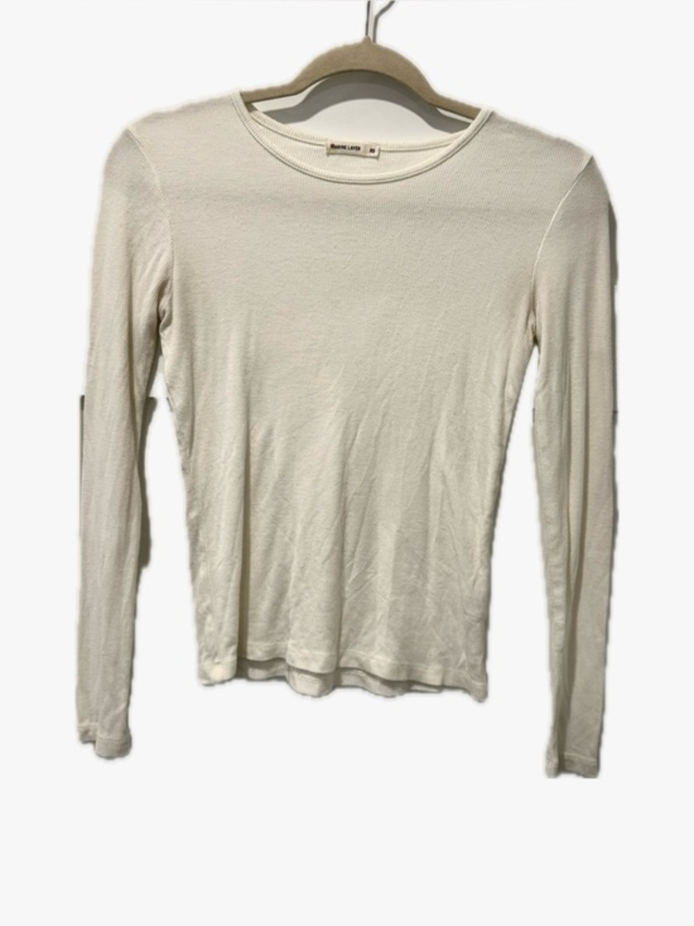 Marine Layer Ribbed Long Sleeve Tee in Cream